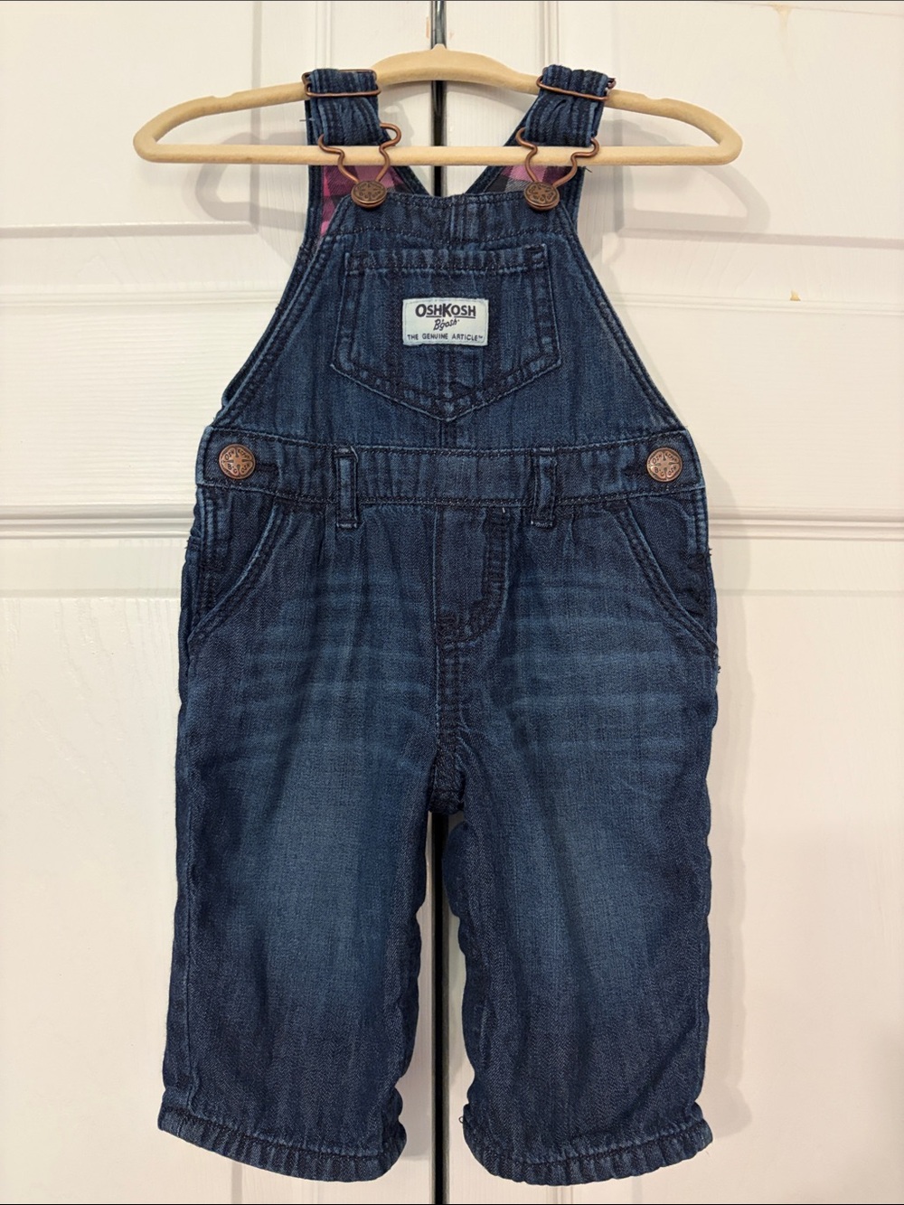 OshKosh B'gosh Flannel Lined Indigo Denim Kids Overalls Size 3 Months